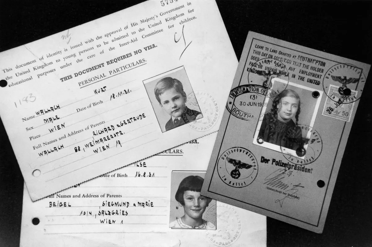 Travel documents for children rescued in the Kindertransport, 1939.