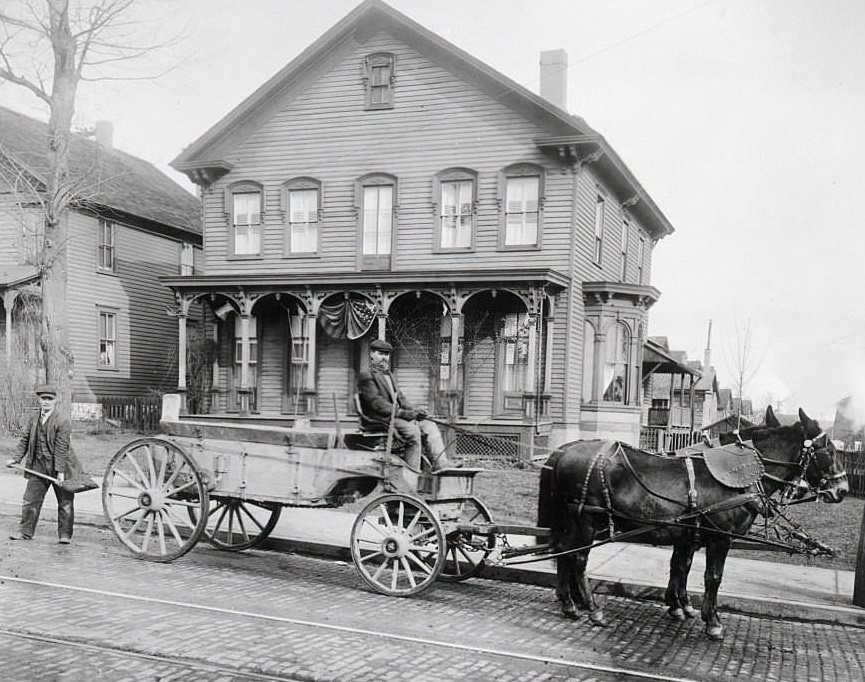 Horse-Drawn Carriage Being Loaded W/Coal