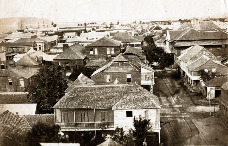 Harbour Street looking west, Kingston, Jamaica, 1890