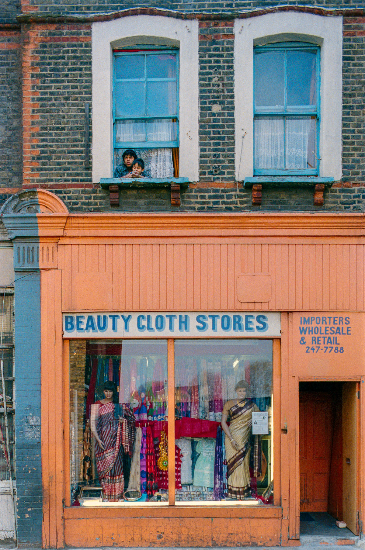 Beauty Cloth Stores, New Road area, Whitechapel, Tower Hamlets, 1986