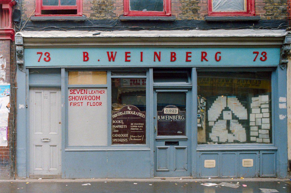 B Weinberg, Printers, Brick Lane, Spitalfields, Tower Hamlets, 1986