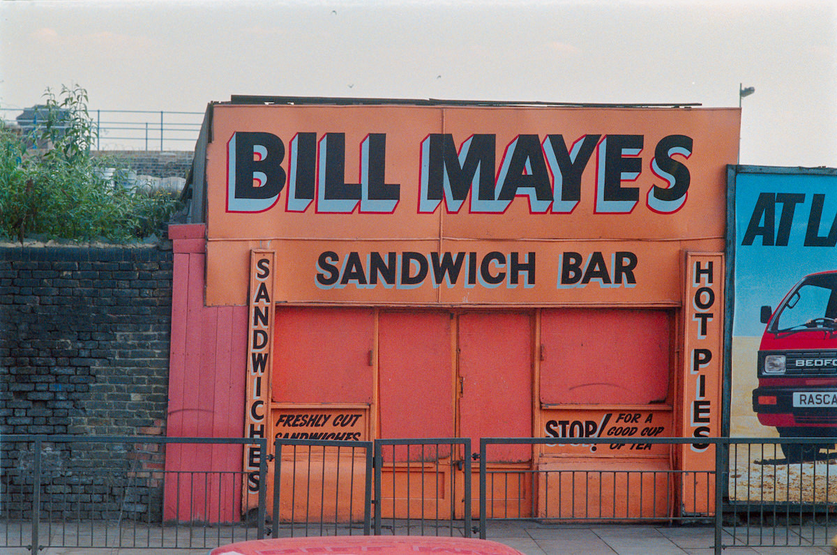 Bill Mayes, Sandwich Bar, Commercial Rd, Limehouse, 1986