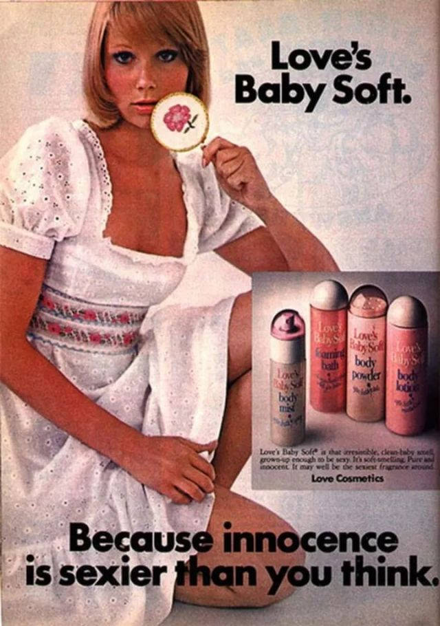 "Because innocence is sexier than you think": Vintage Ads of Love's Baby Soft Perfumes from the 1970s and 1980s