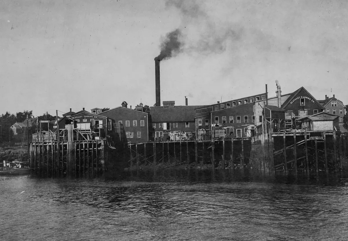 Sardine canneries on the waterfront in Eastport, Maine.