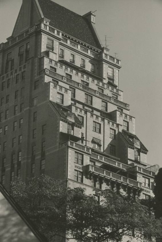 Cluster of PENTHOUSES high up in the sky along 5th Avenue, 1950