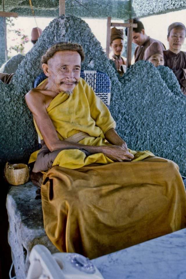 Vietnam’s Coconut Monk in his tower at the east end of his “floating” platform refuge