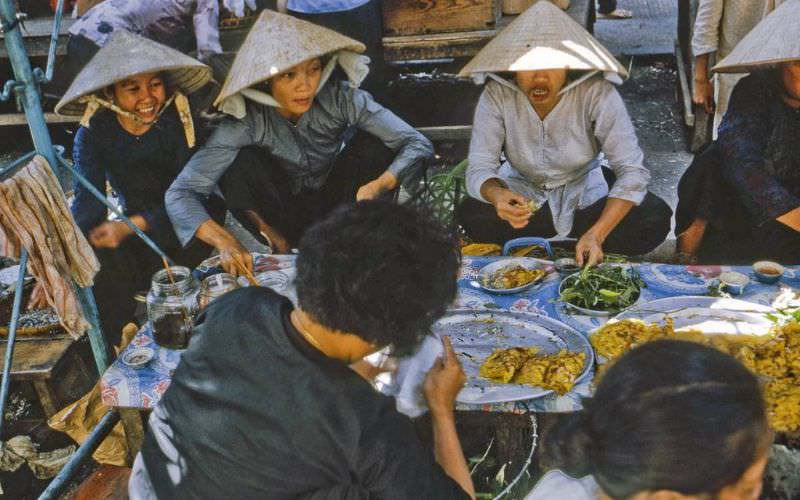 Busy with mid-day shoppers at the My Tho market