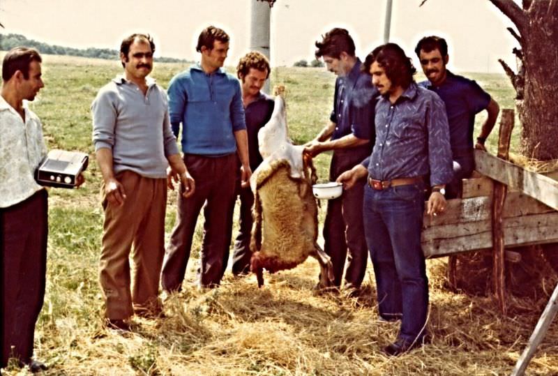 Skinning the lamb, Polyanovo, Bulgaria, 1976
