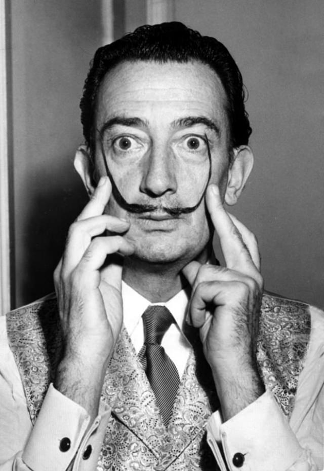 Humorous Portraits of Salvador Dalí with his Iconic Mustaches