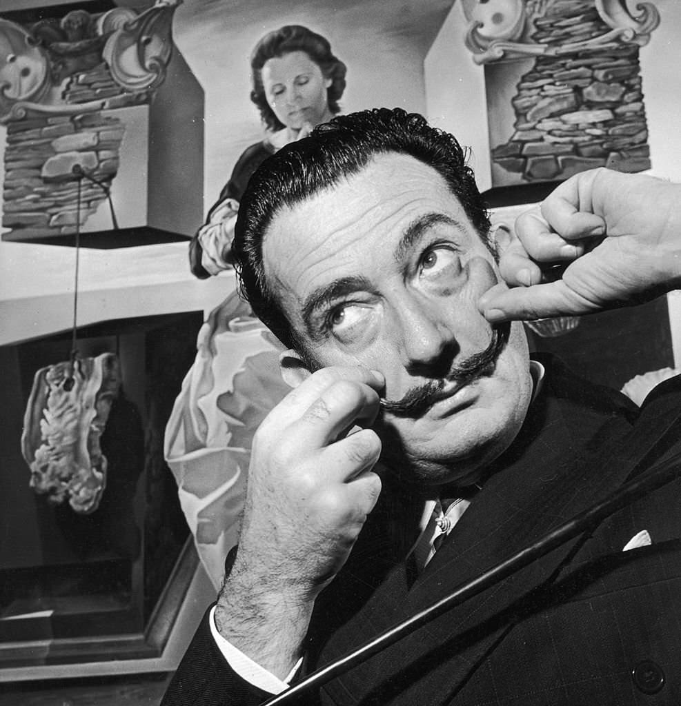 Humorous Portraits of Salvador Dalí with his Iconic Mustaches