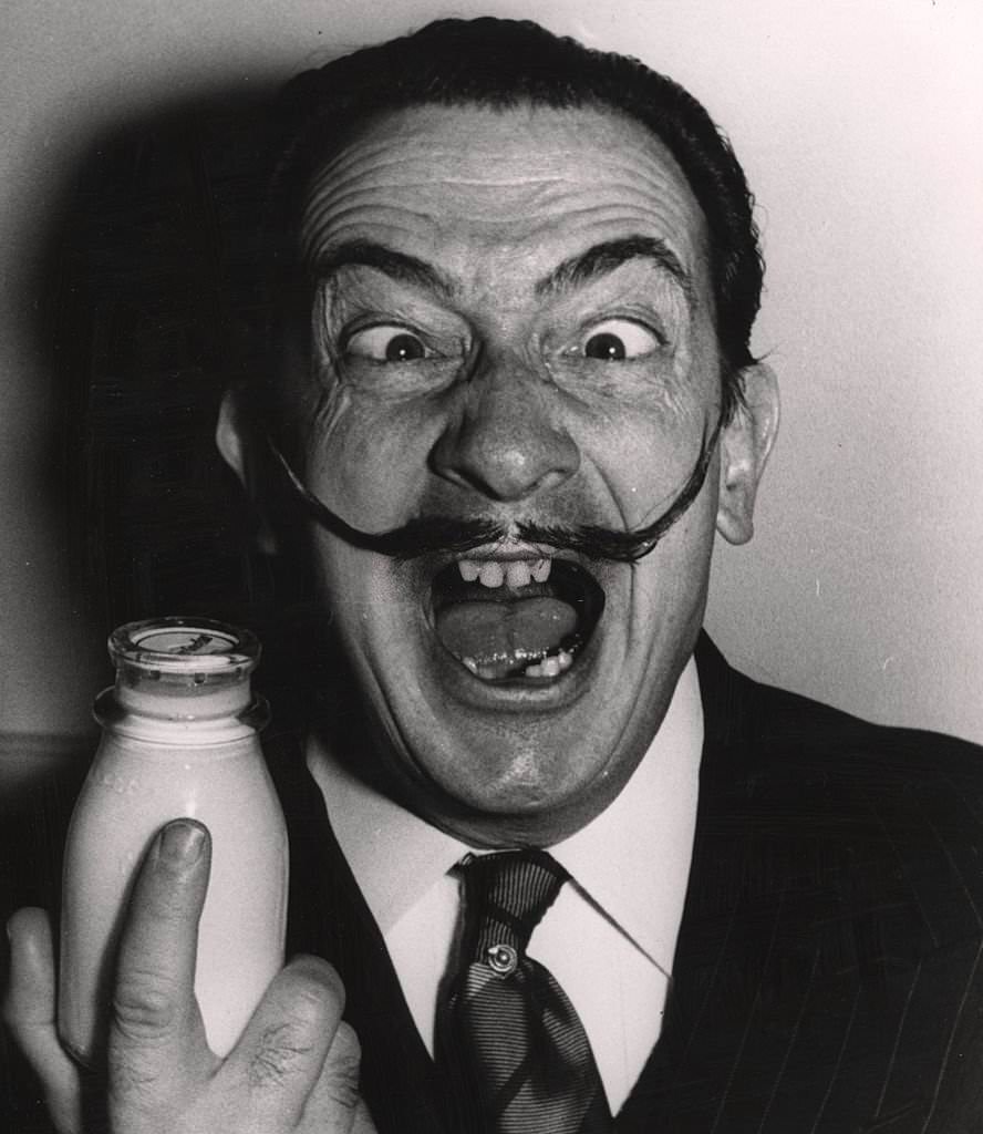 Humorous Portraits of Salvador Dalí with his Iconic Mustaches