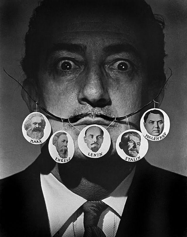 Humorous Portraits of Salvador Dalí with his Iconic Mustaches