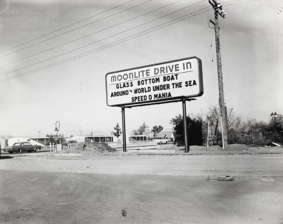 Moonlite Drive in Theater sign, 1966