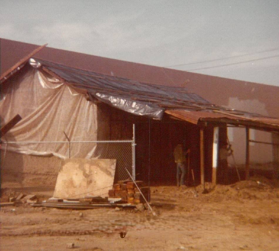 Peralta Adobe during restoration, 1976