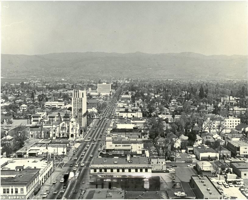 Aerial view of San Jose downtown, 1967
