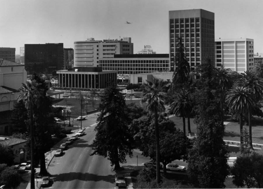 Plaza Park and downtown San Jose, 1975
