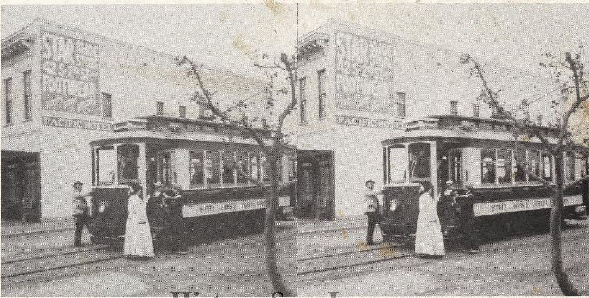 Stereo View of Restored Streetcar at San Jose Historical Museum, 1975