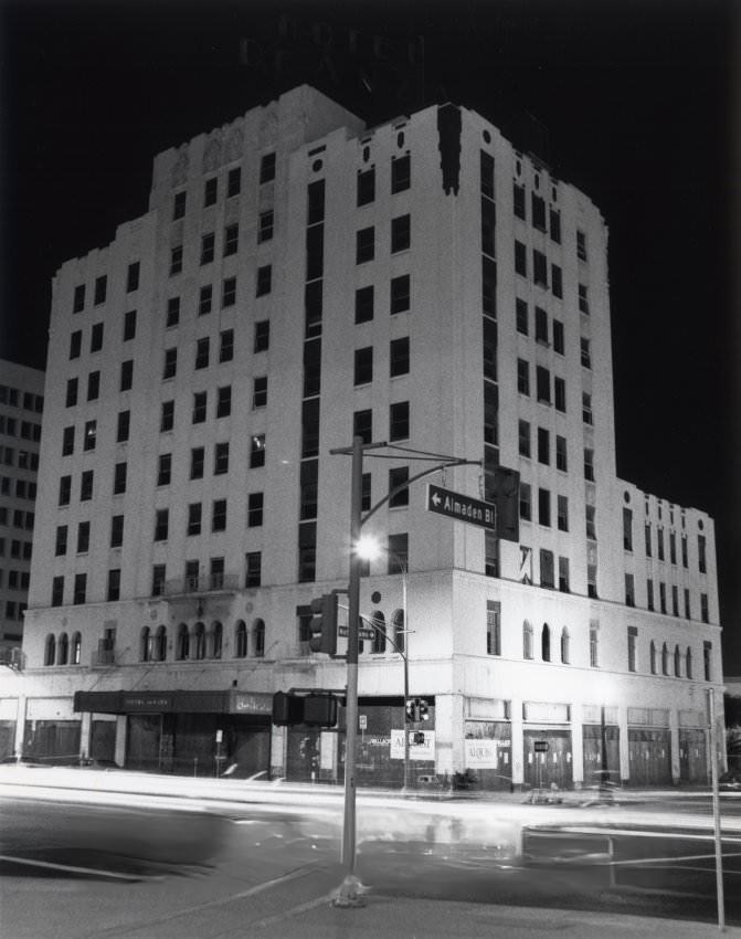 De Anza Hotel at night, 1988