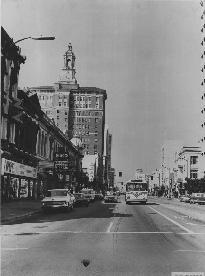 Santa Clara St. looking west from Third St., 1980