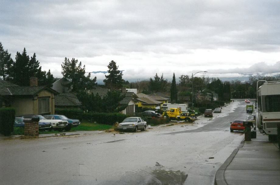 Flooded Street. Possibly the 1998 El Nino Flood in California, 1998