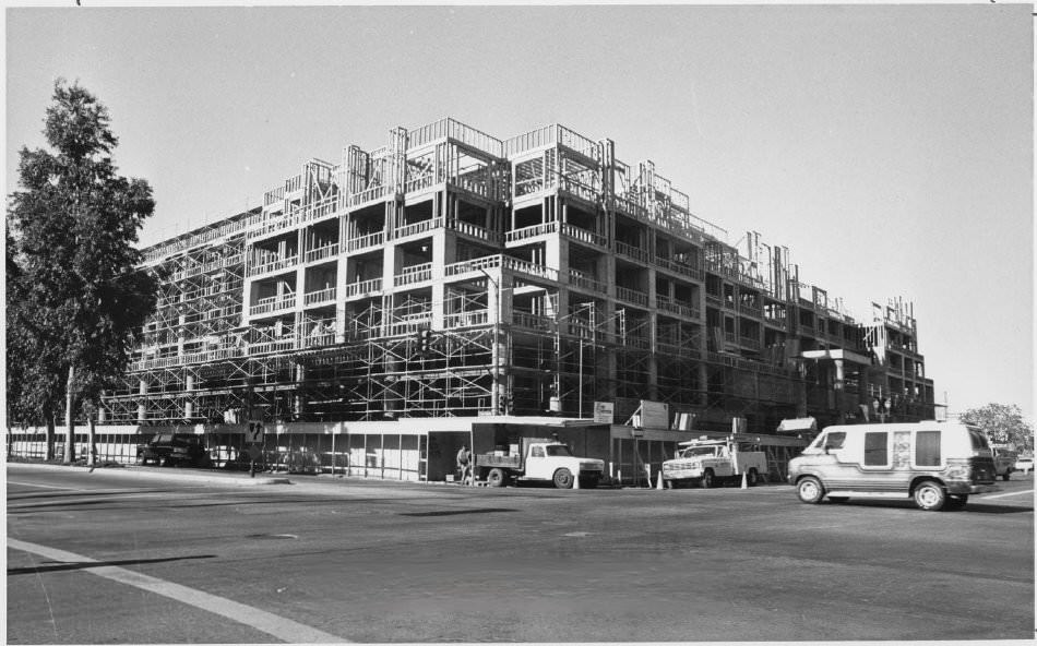 Construction site opposite San Jose State University, San Jose, 1985