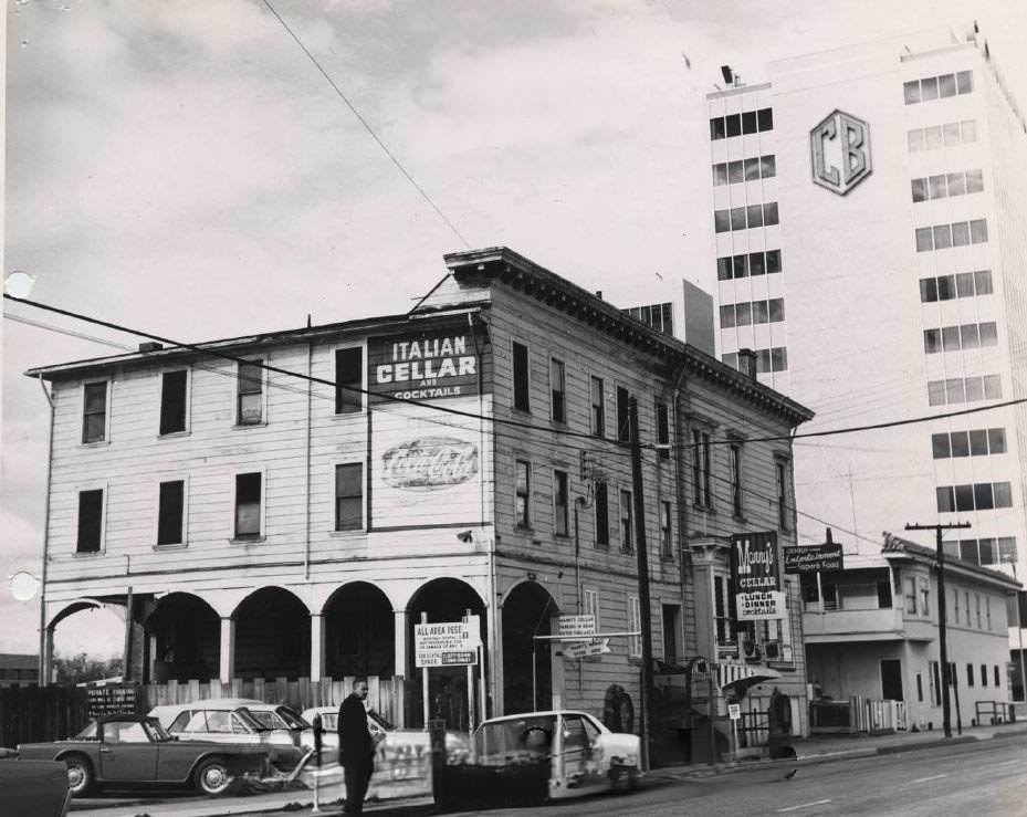 Old Italian Hotel and Manny's Cellar located at 175 West Saint John, San Jose, 1967