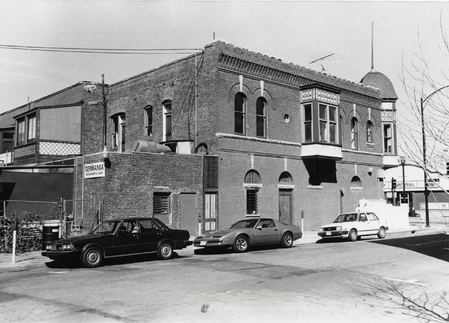 Teskes Germania Restaurant on the corner First and Divine Streets, San Jose, 1989