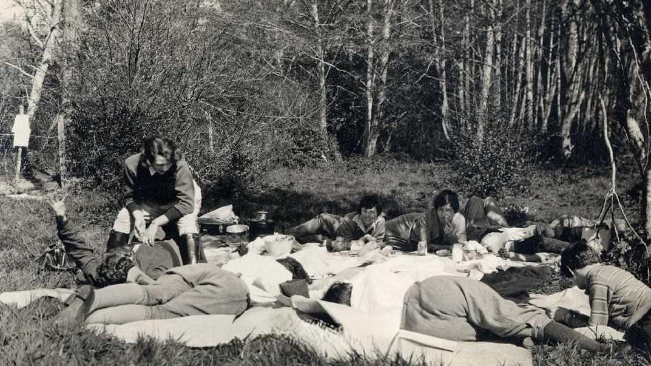 Naptime for the Pathfinders after their hike at Inverness, 1920s