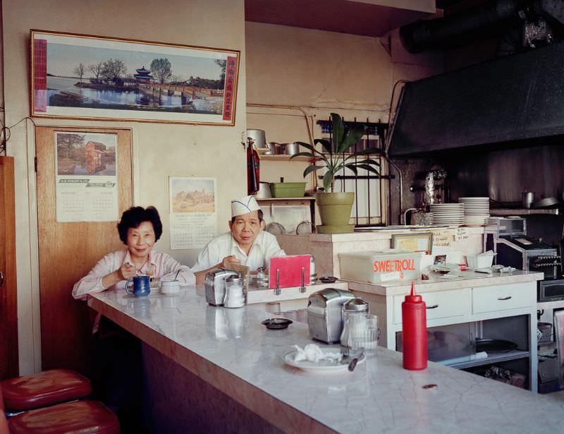 Helen and her husband, Chester, at the Helen Cafe, 486 6th Street, 1980