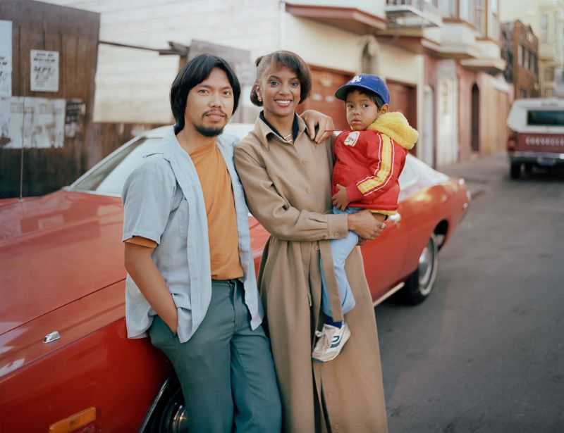 Langton Street residents Lalett and Vanessa Fernandez with their son, 1980