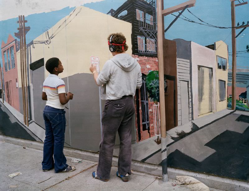 Painting Mural, Langton Street, 1980