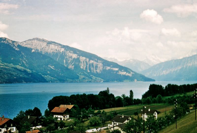 View from Spiez towards Merligen and the Niederhorn, Switzerland