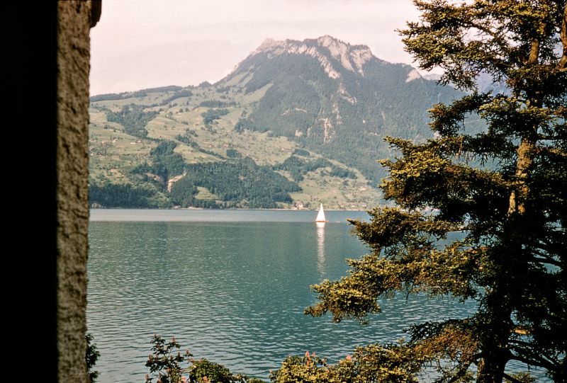 View of Merligen from Speiz Castle, Switzerland