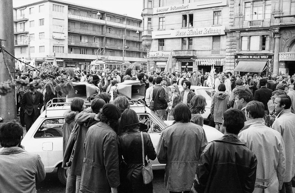 Students are protesting against USA-policies in Indochina, Zurich 1970