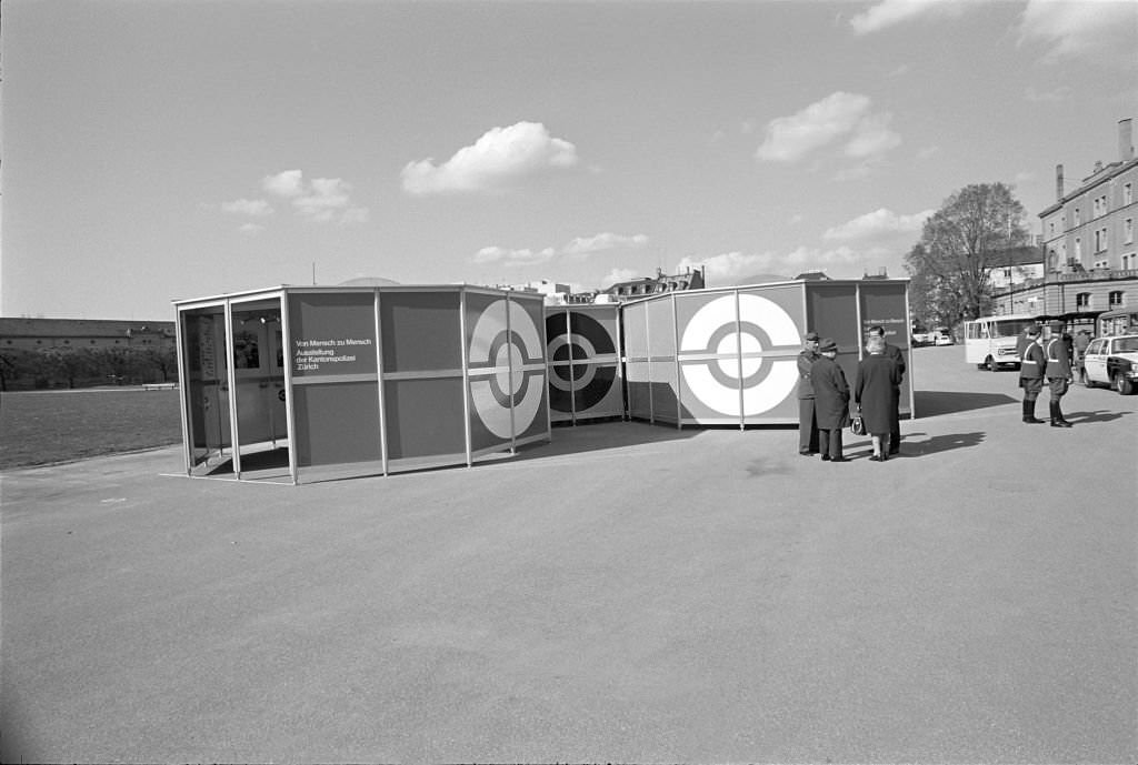 From person to person", exhibition, police activity, cantonal police Zurich, 1970