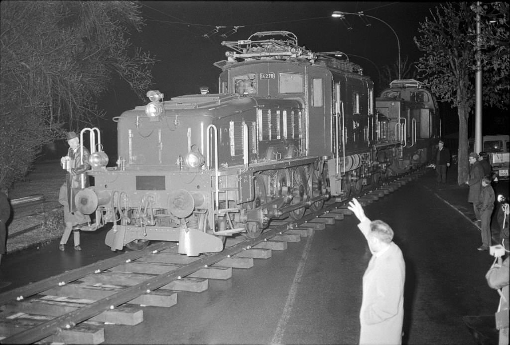 Old, discarded railway engine of Gotthard 1970