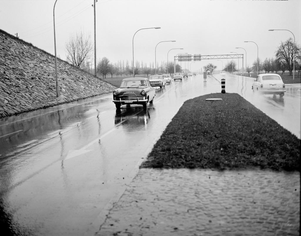 Street in Rorschach near autobahn, 1970