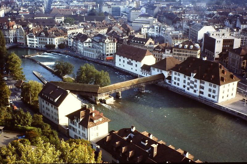 River Reuss with Spreuerbrücke, Lucerne, 1979