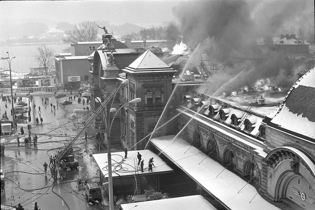 Fire in Lucerne main station, 1971