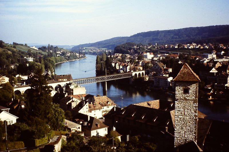 Schaffhausen. View from Munot with river Rhine, 1979
