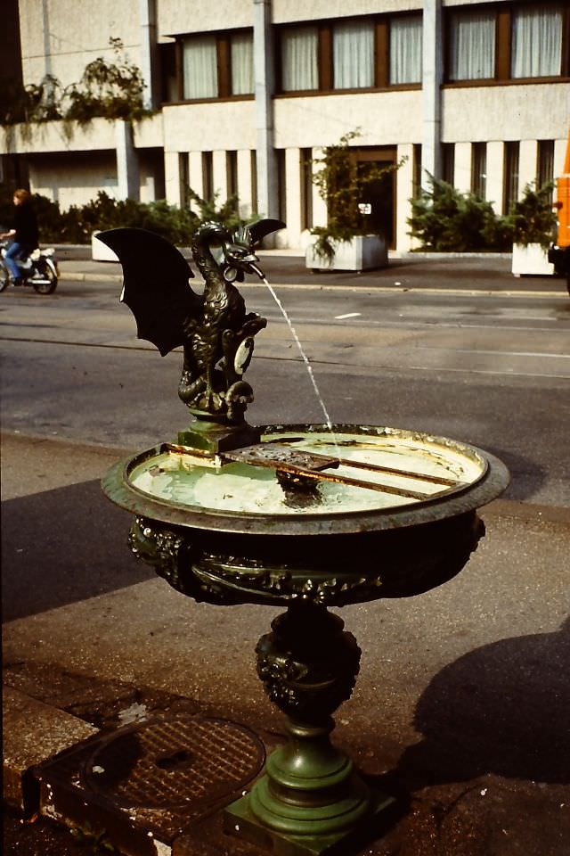 Dragon fountain, Basel, 1979
