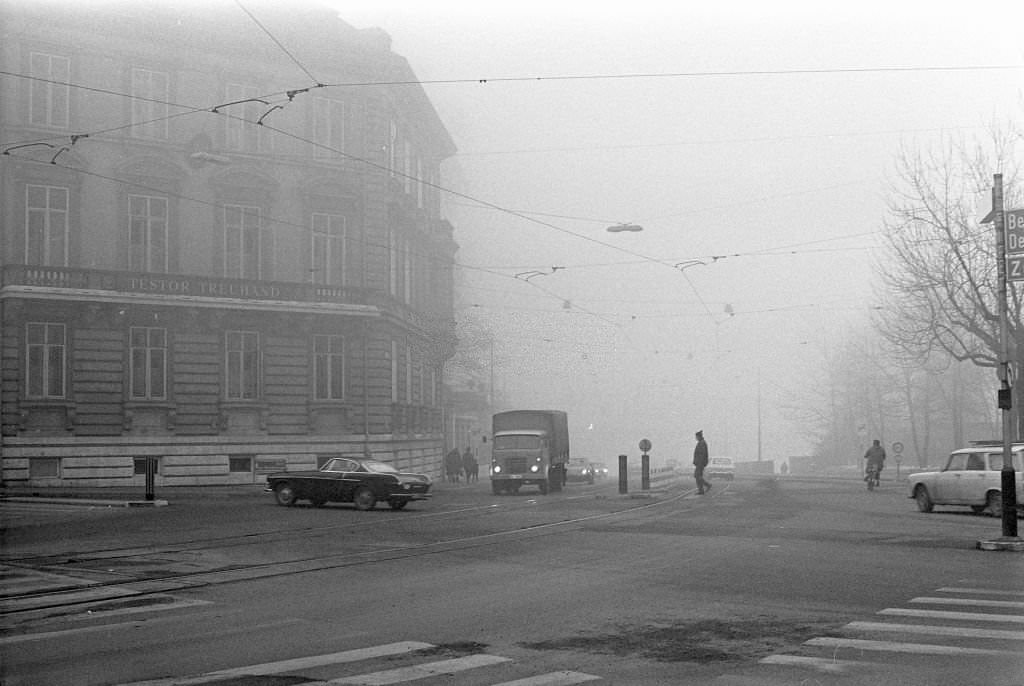 Basel in the fog, January 1970