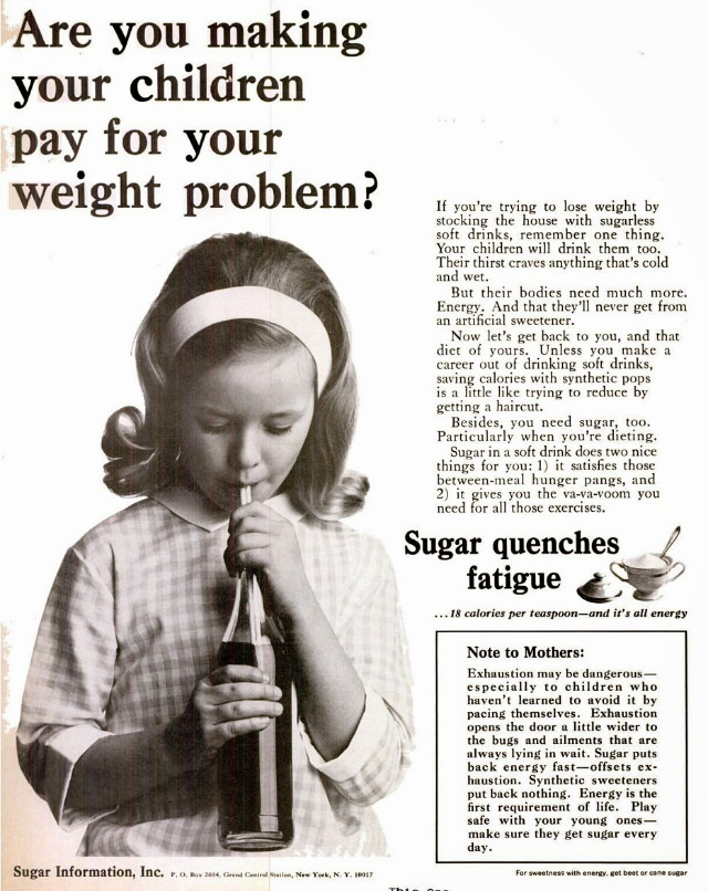 Misleading Vintage Ads about the Dietary Benefits of Sugar from the 1960s by Sugar Information Inc.