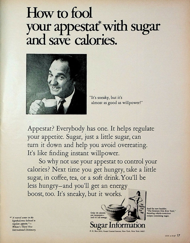 Misleading Vintage Ads about the Dietary Benefits of Sugar from the 1960s by Sugar Information Inc.