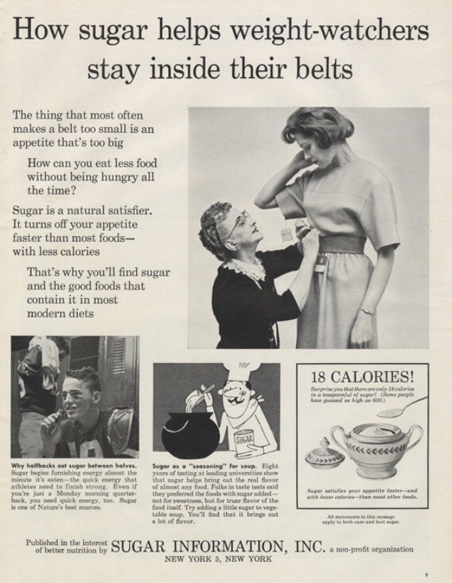 Misleading Vintage Ads about the Dietary Benefits of Sugar from the 1960s by Sugar Information Inc.