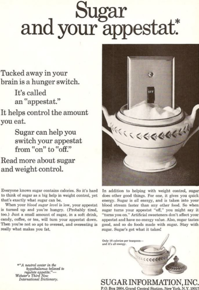 Misleading Vintage Ads about the Dietary Benefits of Sugar from the 1960s by Sugar Information Inc.