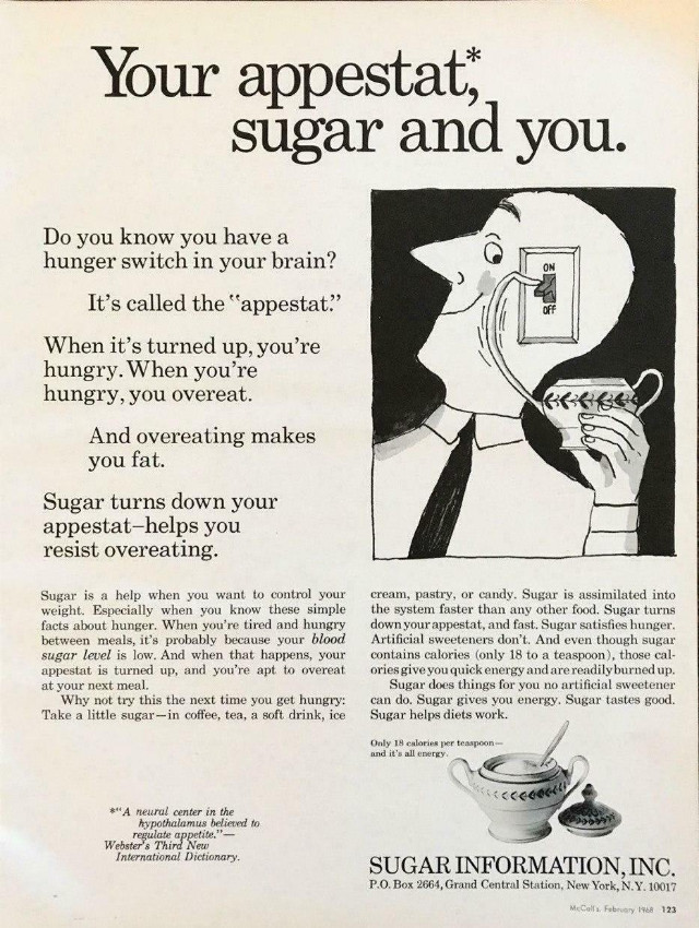 Misleading Vintage Ads about the Dietary Benefits of Sugar from the 1960s by Sugar Information Inc.