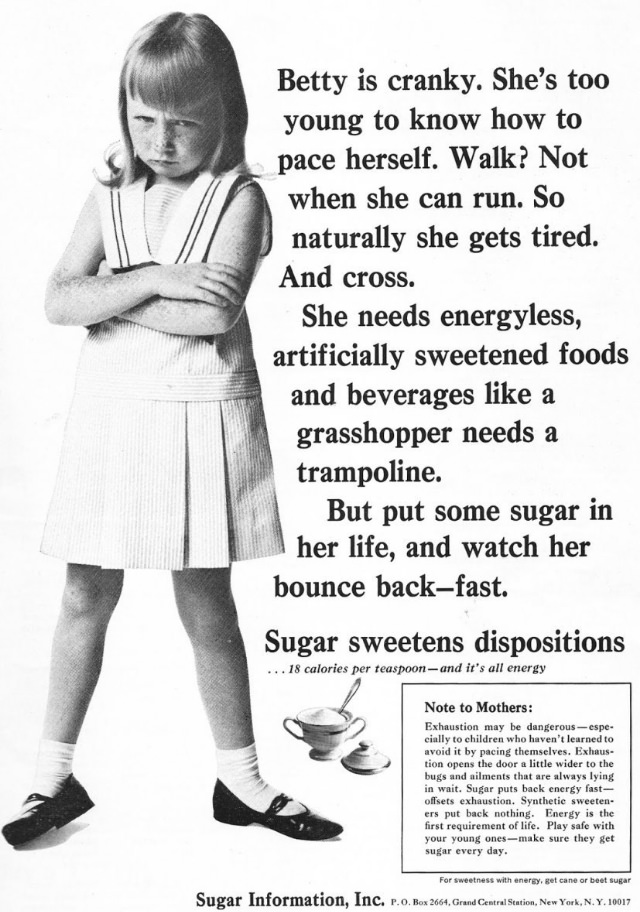 Misleading Vintage Ads about the Dietary Benefits of Sugar from the 1960s by Sugar Information Inc.