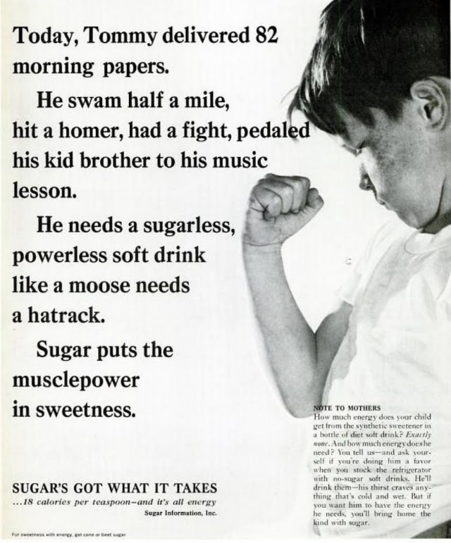 Misleading Vintage Ads about the Dietary Benefits of Sugar from the 1960s by Sugar Information Inc.