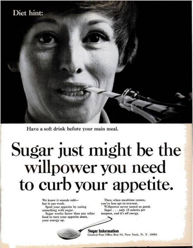 Misleading Vintage Ads about the Dietary Benefits of Sugar from the 1960s by Sugar Information Inc.